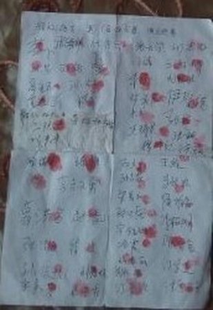 Подписи жителей под петицией с требованием освободить последовательницу Фалуньгун