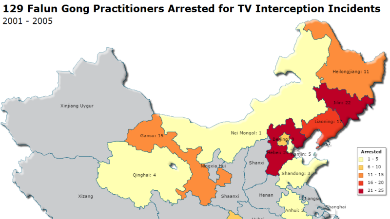 Иллюстрация арестов последователей Фалуньгун, участвующих в подключении к кабельной сети телевидения