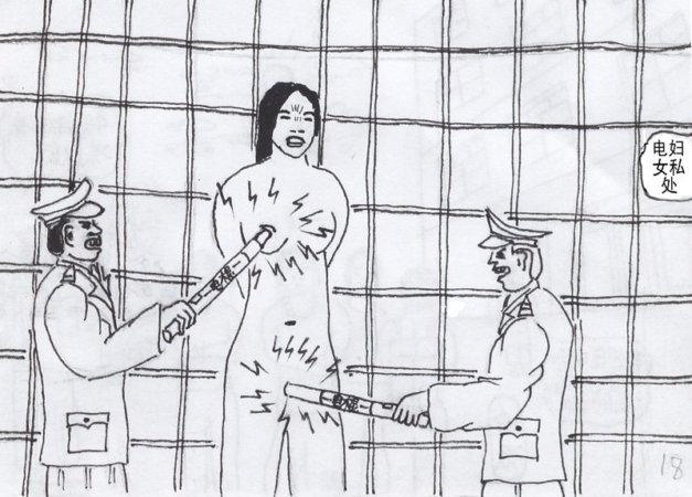 Пытка женщины электрическими дубинками