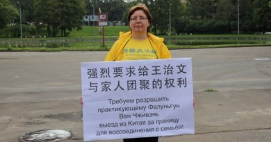 Одиночное пикетирование в поддержку последователя Фалуньгун Ван Чживэня напротив посольства Китая в Москве, 2016 г.