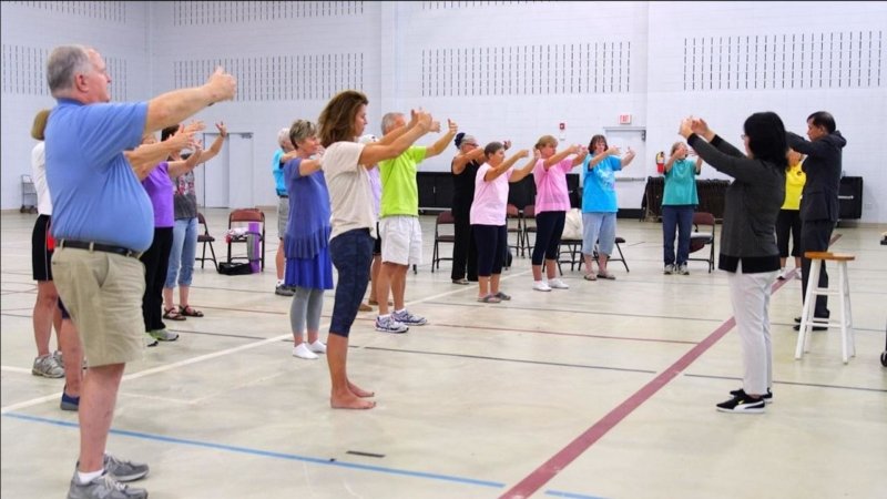 Студенты «Школы непрерывного обучения» при Университете штата Южная Каролина изучают упражнения Фалуньгун