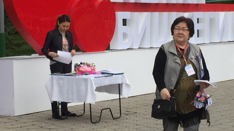 Мероприятие кыргызских последователей Фалуньгун по сбору подписей под петицией в ООН
