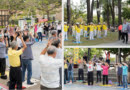 Гуляющие в популярном месте отдыха города Гаосюн (Тайвань) могут не только наблюдать демонстрацию упражнений Фалуньгун, но и присоединиться к практикующим. Фото: minghui.org