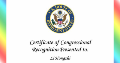 Диплом члена палаты представителей от штата Мэриленд Дэвида Троуна посвящённый уважаемому Мастеру Ли Хунчжи