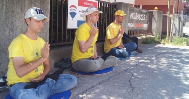 Практикующие Фалунь Дафа в Хорватии проводят мирную акцию протеста у китайского консульства